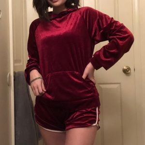 Velvety dark red pajama set